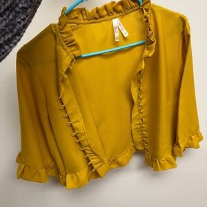 True Destiny Mustard Ruffled Blouse